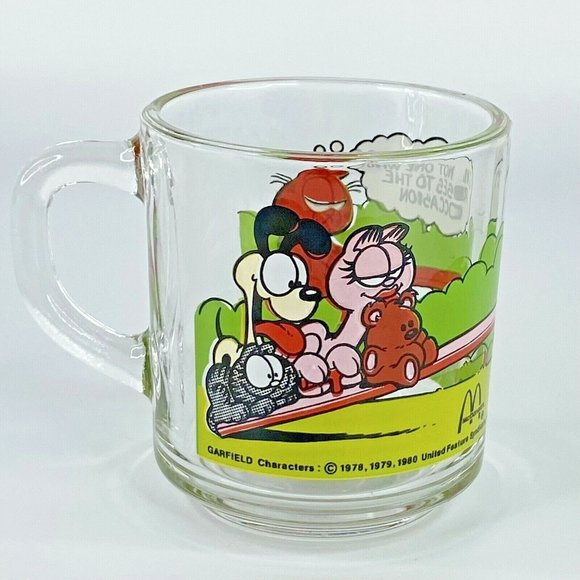 McDonald's Garfield Cat Glass Cup Odie Pooky Nermal Arlene Jim Davis Seesaw - Picture 16 of 16